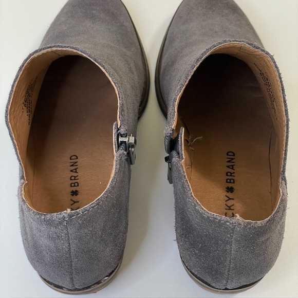 Lucky Brand Frankela Ankle Boot Suede Leather Bootie Greywolf Women’s 6 - Picture 11 of 16